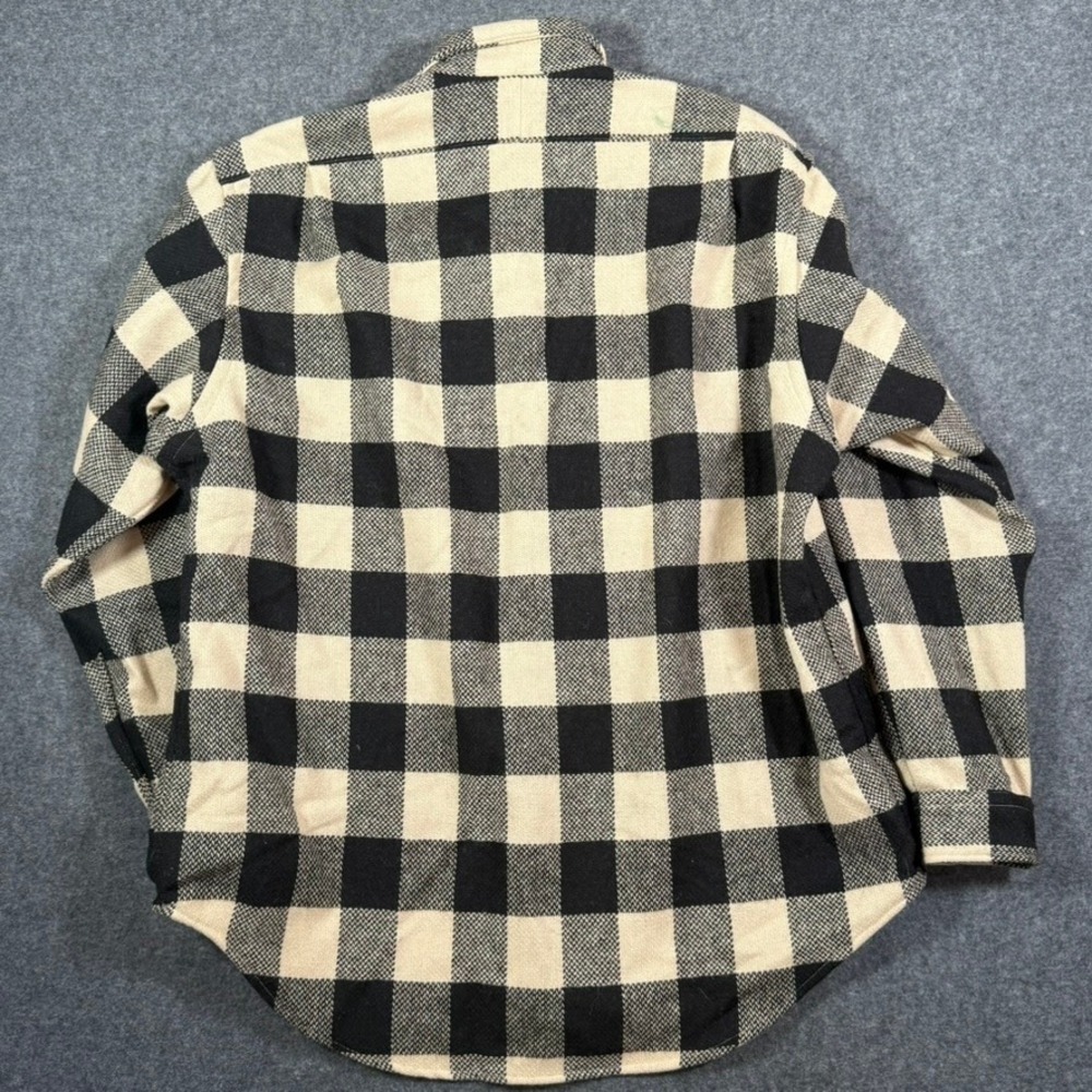 VTG RRL Ralph Lauren Mens XL Wool Buffalo Plaid Work Shirt Black Cream USA NWT - Picture 2 of 12